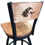 Southern Illinois University 36-Inch Swivel Extra Tall Bar Stool w/ Black Wrinkle Finish, Solid Wood Back, Solid Maple Wood Seat