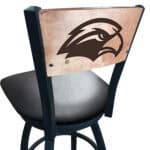 University of Southern Mississippi 36-Inch Swivel Extra Tall Bar Stool w/ Black Wrinkle Finish, Solid Wood Back, 2.5-Inch Cushion Seat 4 University of Southern Mississippi 36-Inch Swivel Extra Tall Bar Stool w/ Black Wrinkle Finish, Solid Wood Back, 2.5-Inch Cushion Seat