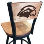 University of Southern Mississippi 25-Inch Swivel Counter Stool w/ Black Wrinkle Finish, Solid Wood Back, Solid Maple Wood Seat