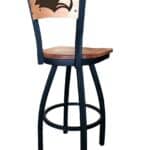 University of Southern Mississippi 25-Inch Swivel Counter Stool w/ Black Wrinkle Finish, Solid Wood Back, Solid Maple Wood Seat