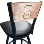Syracuse University 36-Inch Swivel Extra Tall Bar Stool w/ Black Wrinkle Finish, Solid Wood Back, 2.5-Inch Cushion Seat