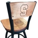 Syracuse University 36-Inch Swivel Extra Tall Bar Stool w/ Black Wrinkle Finish, Solid Wood Back, Solid Maple Wood Seat