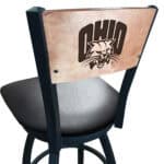 Ohio University 36-Inch Swivel Extra Tall Bar Stool w/ Black Wrinkle Finish, Solid Wood Back, 2.5-Inch Cushion Seat