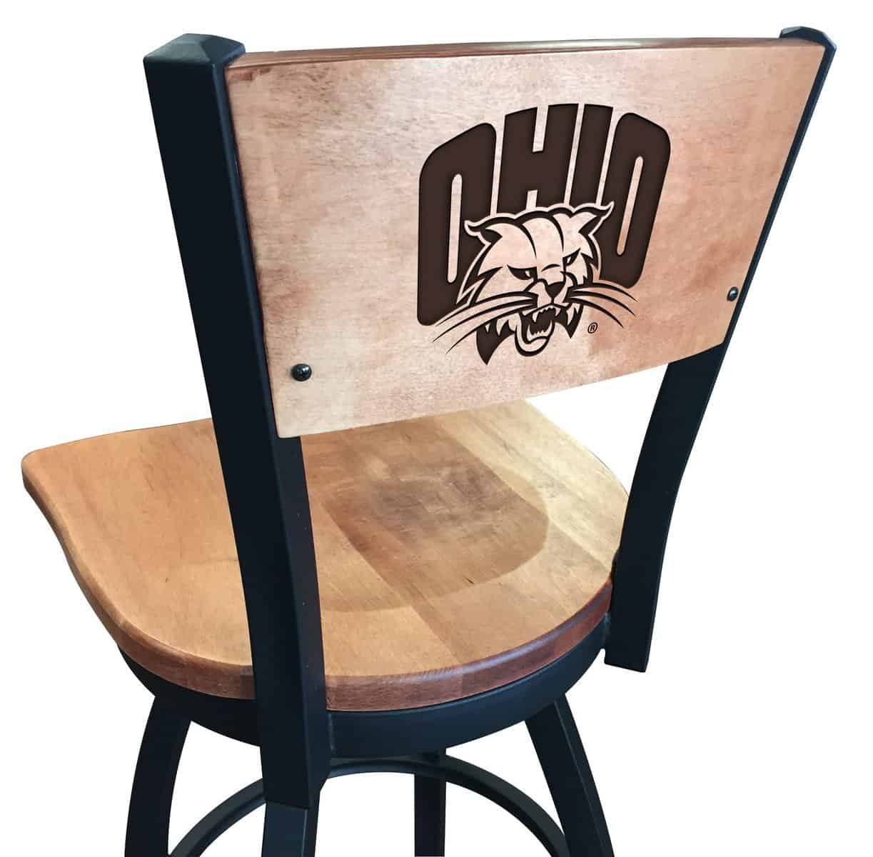 Ohio University 36-Inch Swivel Extra Tall Bar Stool w/ Black Wrinkle Finish, Solid Wood Back, Solid Maple Wood Seat 1 Ohio University 36-Inch Swivel Extra Tall Bar Stool w/ Black Wrinkle Finish, Solid Wood Back, Solid Maple Wood Seat