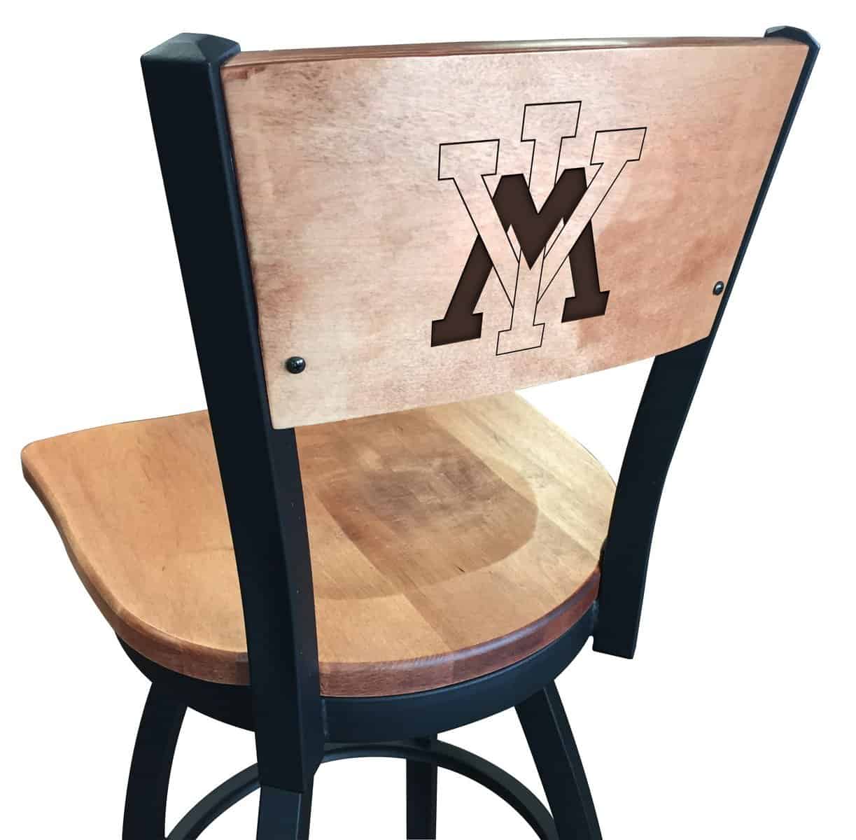 Virginia Military Institute 25-Inch Swivel Counter Stool w/ Black Wrinkle Finish, Solid Wood Back, Solid Maple Wood Seat 1 Virginia Military Institute 25-Inch Swivel Counter Stool w/ Black Wrinkle Finish, Solid Wood Back, Solid Maple Wood Seat