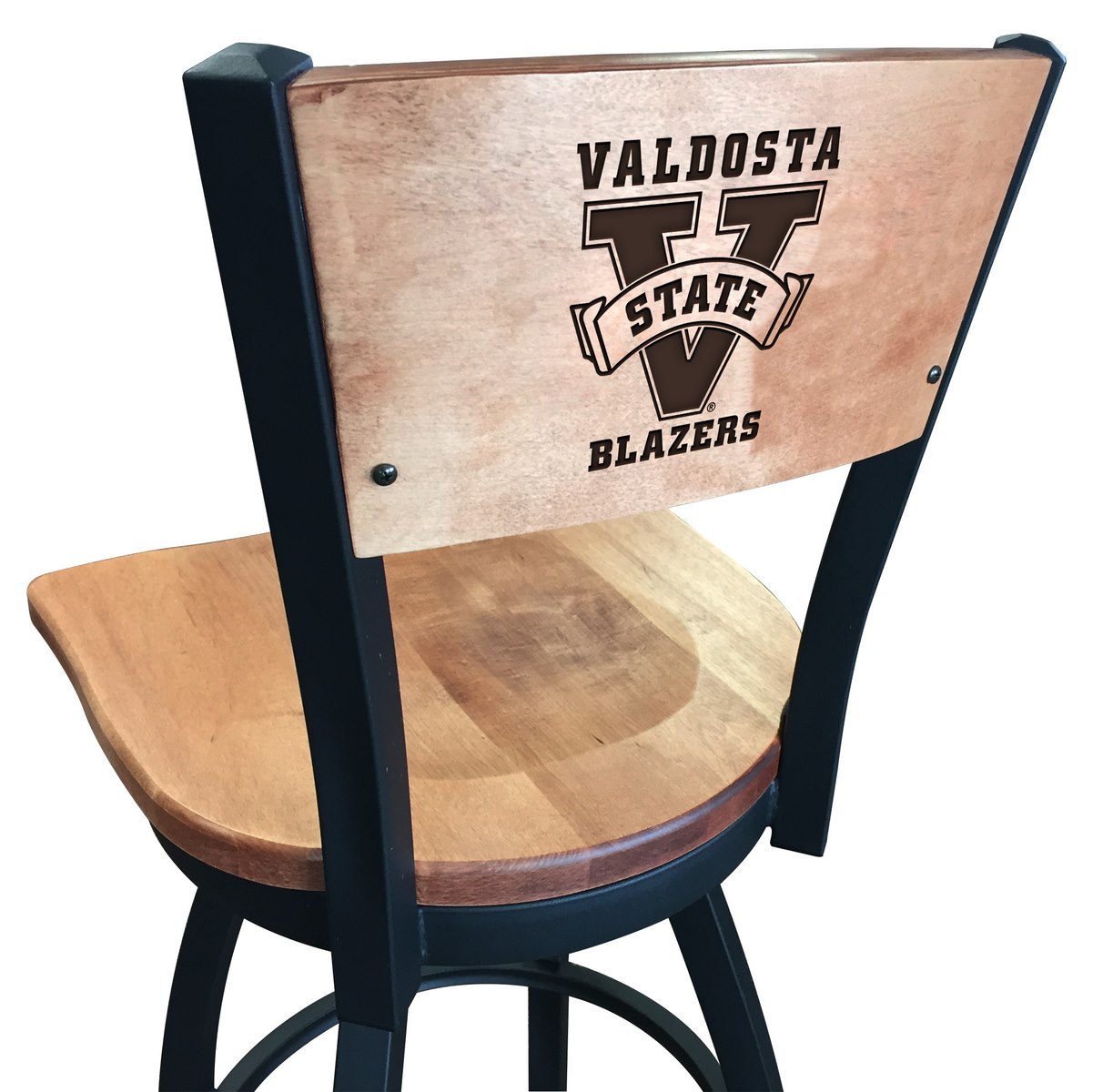 Valdosta State University 25-Inch Swivel Counter Stool w/ Black Wrinkle Finish, Solid Wood Back, Solid Maple Wood Seat 1 Valdosta State University 25-Inch Swivel Counter Stool w/ Black Wrinkle Finish, Solid Wood Back, Solid Maple Wood Seat