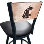 Washington State University 30-Inch Swivel Bar Stool w/ Black Wrinkle Finish, Solid Wood Back, 2.5-Inch Cushion Seat 4 Washington State University 30-Inch Swivel Bar Stool w/ Black Wrinkle Finish, Solid Wood Back, 2.5-Inch Cushion Seat