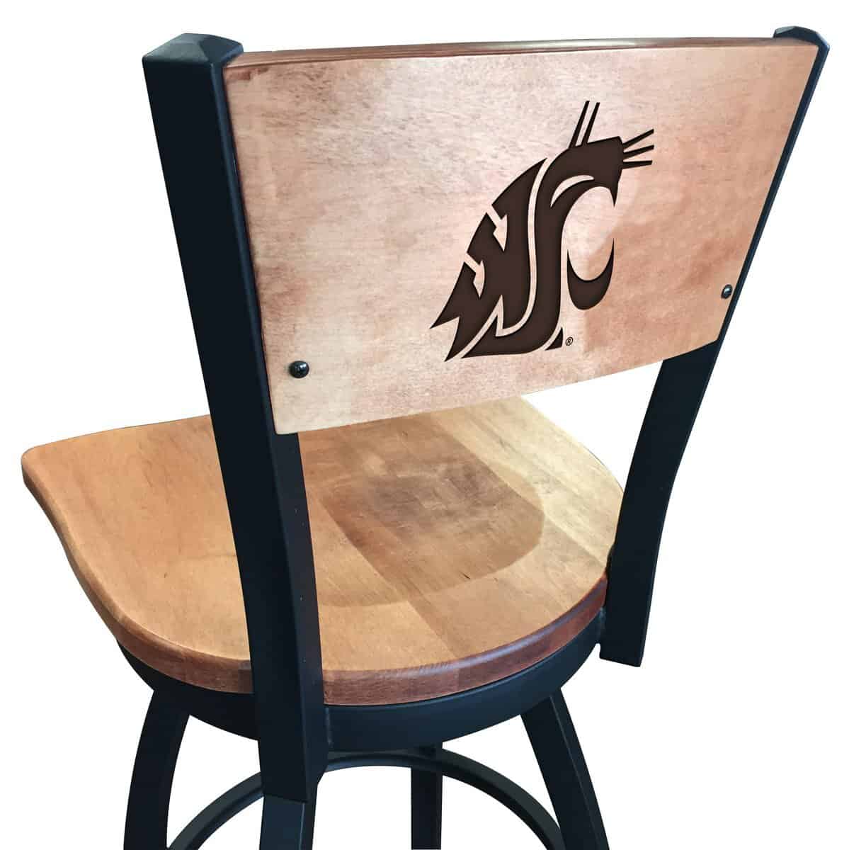 Washington State University 25-Inch Swivel Counter Stool w/ Black Wrinkle Finish, Solid Wood Back, Solid Maple Wood Seat 1 Washington State University 25-Inch Swivel Counter Stool w/ Black Wrinkle Finish, Solid Wood Back, Solid Maple Wood Seat