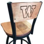 University of Washington 25-Inch Swivel Counter Stool w/ Black Wrinkle Finish, Solid Wood Back, Solid Maple Wood Seat