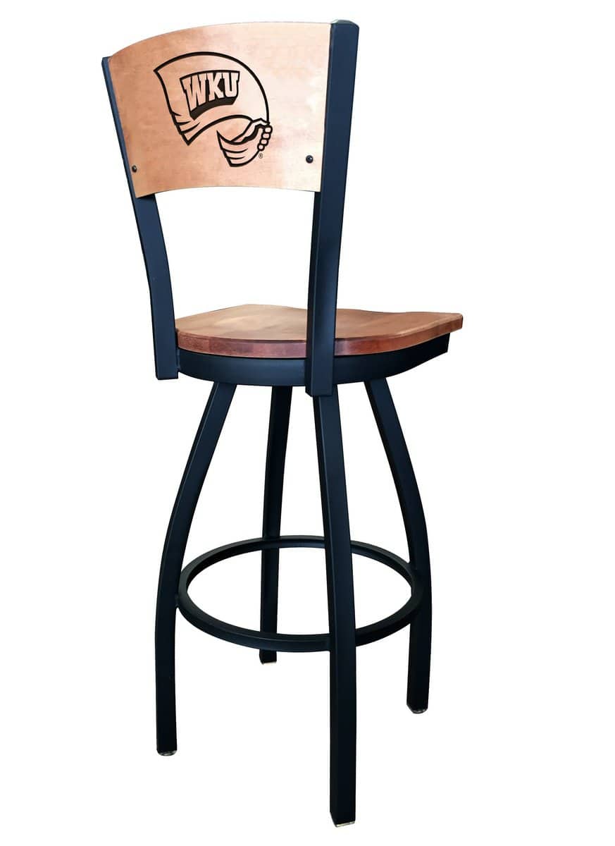 Western Kentucky University 25-Inch Swivel Counter Stool w/ Black Wrinkle Finish, Solid Wood Back, Solid Maple Wood Seat 2 Western Kentucky University 25-Inch Swivel Counter Stool w/ Black Wrinkle Finish, Solid Wood Back, Solid Maple Wood Seat - Image 2