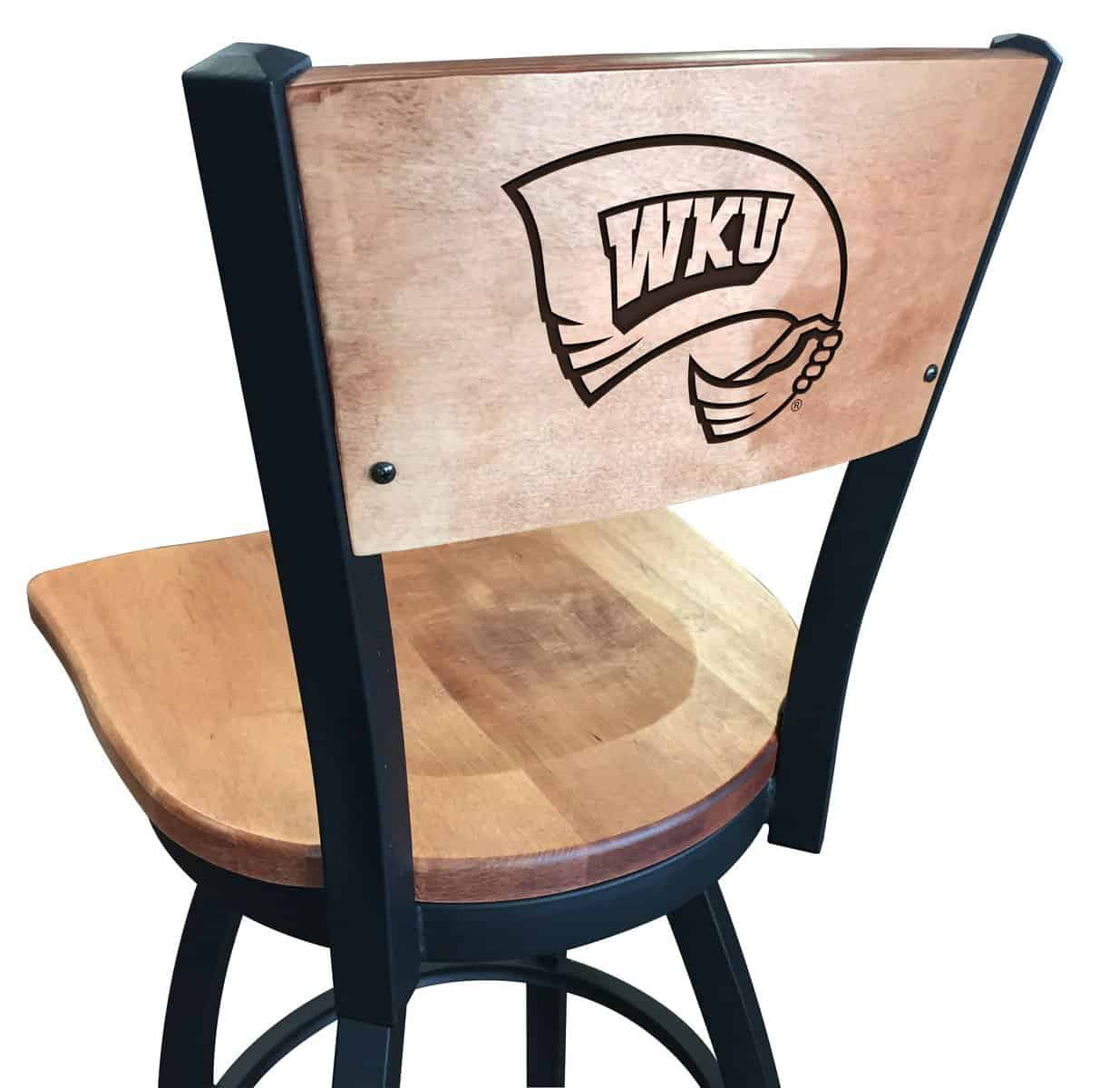 Western Kentucky University 25-Inch Swivel Counter Stool w/ Black Wrinkle Finish, Solid Wood Back, Solid Maple Wood Seat 1 Western Kentucky University 25-Inch Swivel Counter Stool w/ Black Wrinkle Finish, Solid Wood Back, Solid Maple Wood Seat