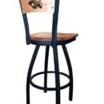 Wichita State University 30-Inch Swivel Bar Stool w/ Black Wrinkle Finish, Solid Wood Back, Solid Maple Wood Seat 4 Wichita State University 30-Inch Swivel Bar Stool w/ Black Wrinkle Finish, Solid Wood Back, Solid Maple Wood Seat