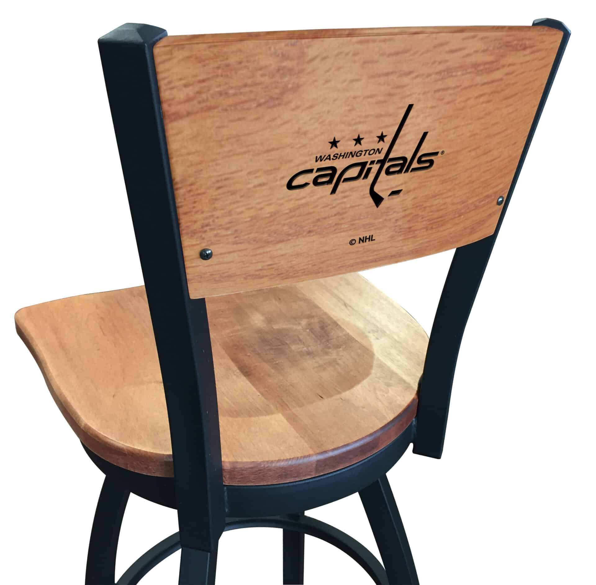 Washington Capitals 30-Inch Swivel Bar Stool w/ Black Wrinkle Finish, Solid Wood Back, Solid Maple Wood Seat 1 Washington Capitals 30-Inch Swivel Bar Stool w/ Black Wrinkle Finish, Solid Wood Back, Solid Maple Wood Seat