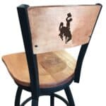 University of Wyoming 25-Inch Swivel Counter Stool w/ Black Wrinkle Finish, Solid Wood Back, Solid Maple Wood Seat