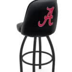 University of Alabama 36-Inch Swivel Extra Tall Bar Stool w/ Black Wrinkle Finish, Padded Back, 4-Inch Cushion Seat ("A" Logo)
