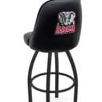 University of Alabama 36-Inch Swivel Extra Tall Bar Stool w/ Black Wrinkle Finish, Padded Back, 4-Inch Cushion Seat (Elephant Logo)