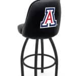 University of Arizona 36-Inch Swivel Extra Tall Bar Stool w/ Black Wrinkle Finish, Padded Back, 4-Inch Cushion Seat