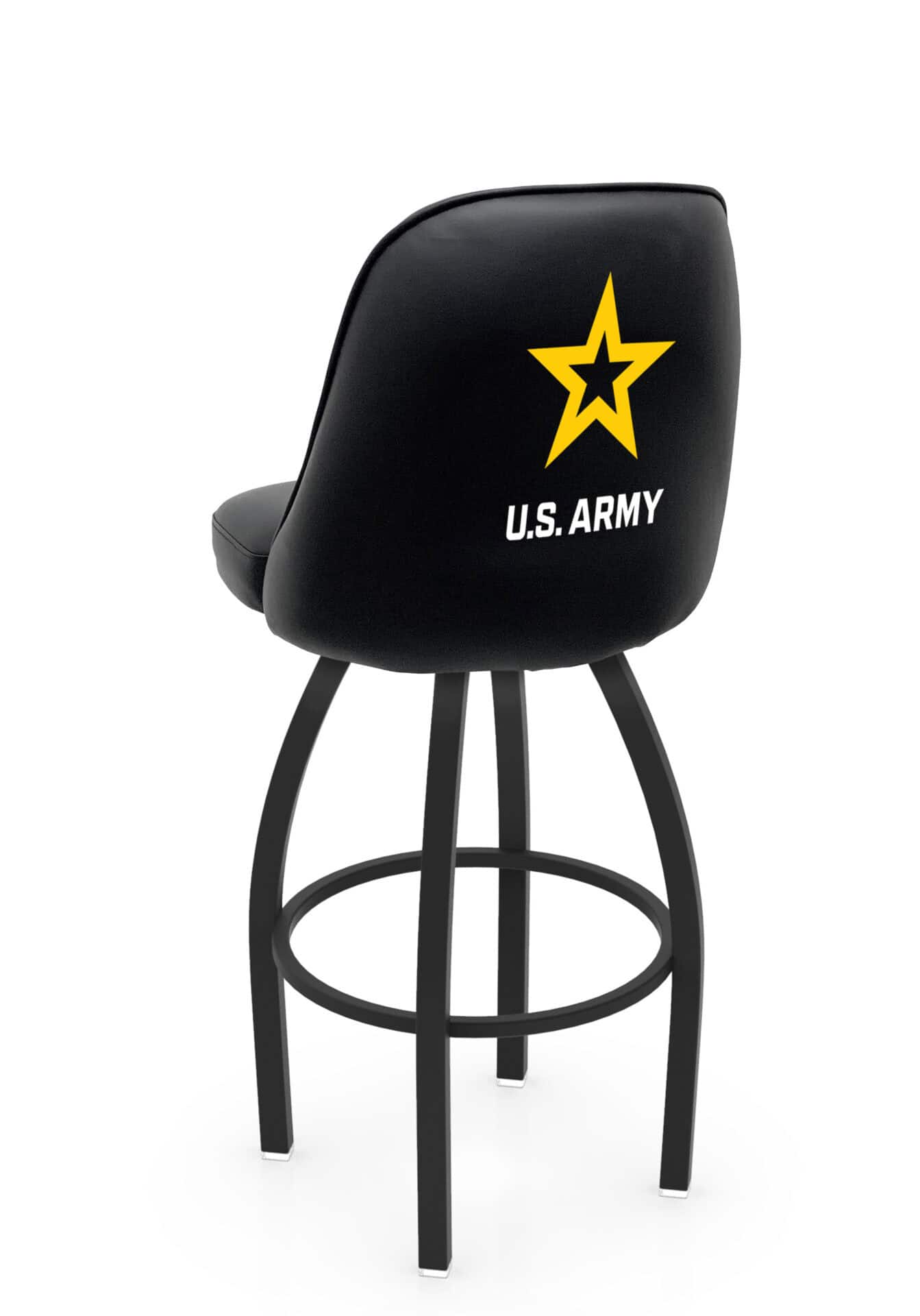 United States Army 36-Inch Swivel Extra Tall Bar Stool w/ Black Wrinkle Finish, Padded Back, 4-Inch Cushion Seat 1 United States Army 36-Inch Swivel Extra Tall Bar Stool w/ Black Wrinkle Finish, Padded Back, 4-Inch Cushion Seat