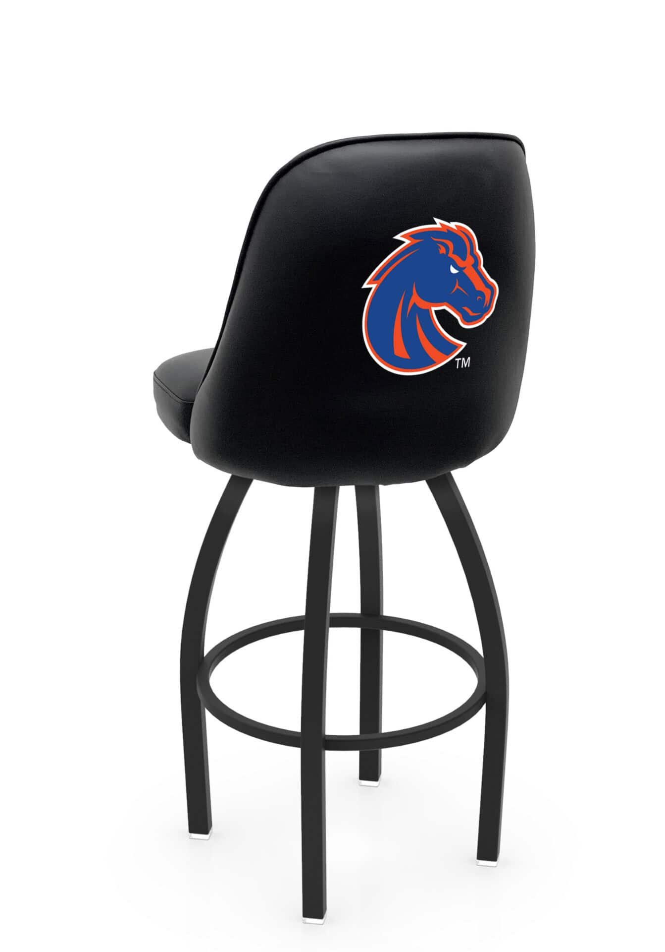 Boise State University 25-Inch Swivel Counter Stool w/ Black Wrinkle Finish, Padded Back, 4-Inch Cushion Seat 1 Boise State University 25-Inch Swivel Counter Stool w/ Black Wrinkle Finish, Padded Back, 4-Inch Cushion Seat