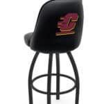 Central Michigan University 30-Inch Swivel Bar Stool w/ Black Wrinkle Finish, Padded Back, 4-Inch Cushion Seat