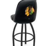Chicago Blackhawks 36-Inch Swivel Extra Tall Bar Stool w/ Black Wrinkle Finish, Padded Back, 4-Inch Cushion Seat 3 Chicago Blackhawks 36-Inch Swivel Extra Tall Bar Stool w/ Black Wrinkle Finish, Padded Back, 4-Inch Cushion Seat