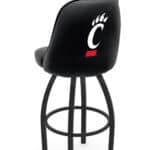 University of Cincinnati 36-Inch Swivel Extra Tall Bar Stool w/ Black Wrinkle Finish, Padded Back, 4-Inch Cushion Seat 3 University of Cincinnati 36-Inch Swivel Extra Tall Bar Stool w/ Black Wrinkle Finish, Padded Back, 4-Inch Cushion Seat