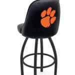 Clemson University 36-Inch Swivel Extra Tall Bar Stool w/ Black Wrinkle Finish, Padded Back, 4-Inch Cushion Seat