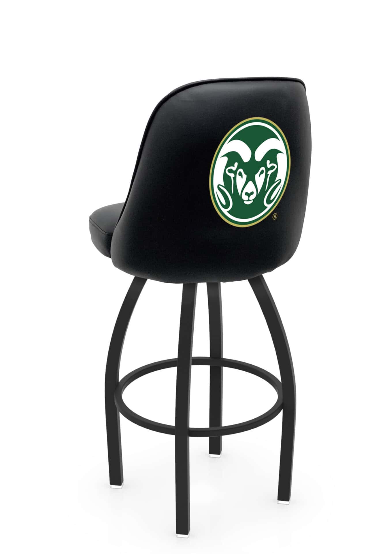 Colorado State University 30-Inch Swivel Bar Stool w/ Black Wrinkle Finish, Padded Back, 4-Inch Cushion Seat 1 Colorado State University 30-Inch Swivel Bar Stool w/ Black Wrinkle Finish, Padded Back, 4-Inch Cushion Seat