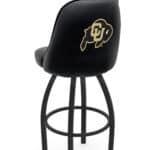 University of Colorado 36-Inch Swivel Extra Tall Bar Stool w/ Black Wrinkle Finish, Padded Back, 4-Inch Cushion Seat