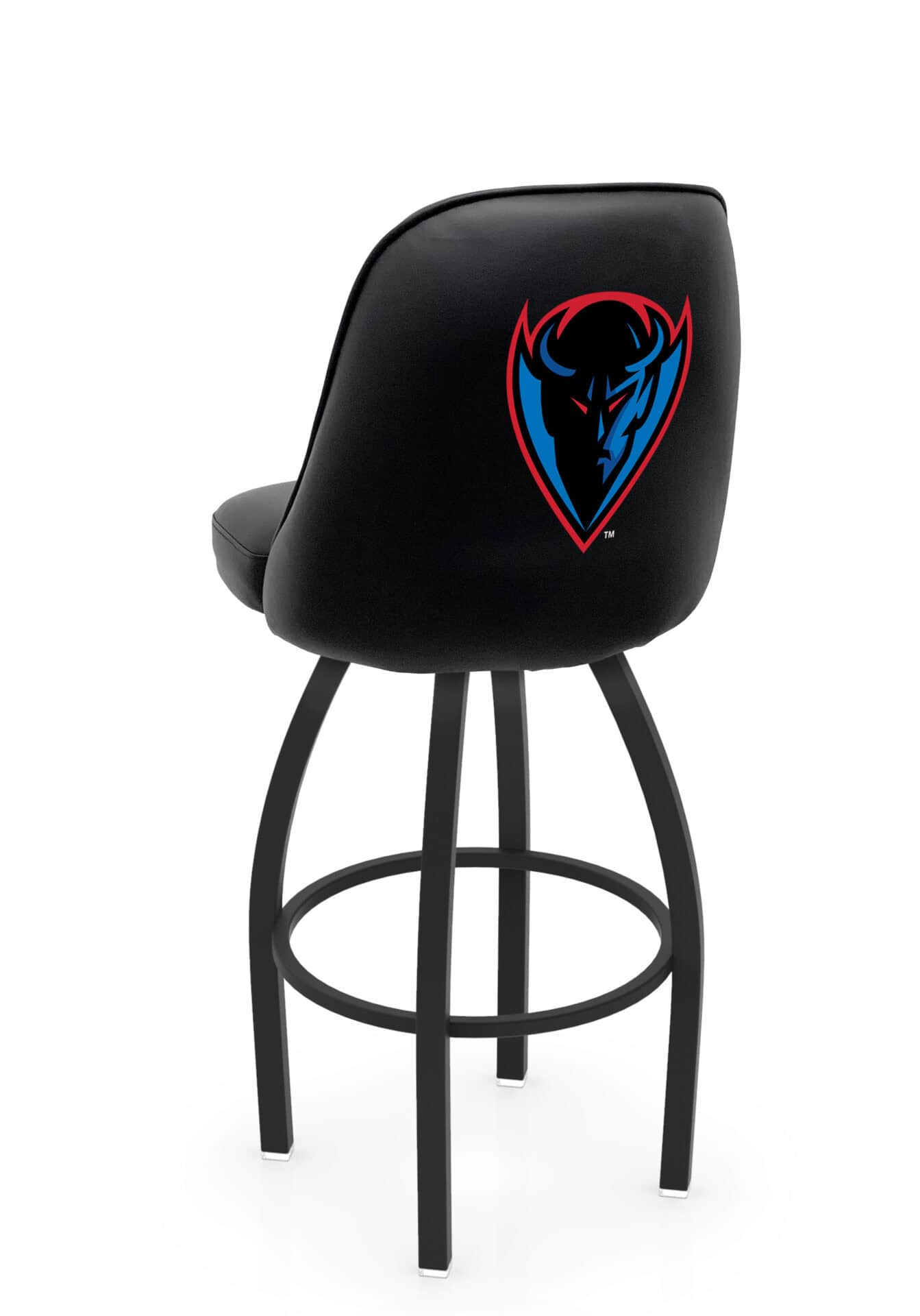 DePaul University 30-Inch Swivel Bar Stool w/ Black Wrinkle Finish, Padded Back, 4-Inch Cushion Seat 1 DePaul University 30-Inch Swivel Bar Stool w/ Black Wrinkle Finish, Padded Back, 4-Inch Cushion Seat