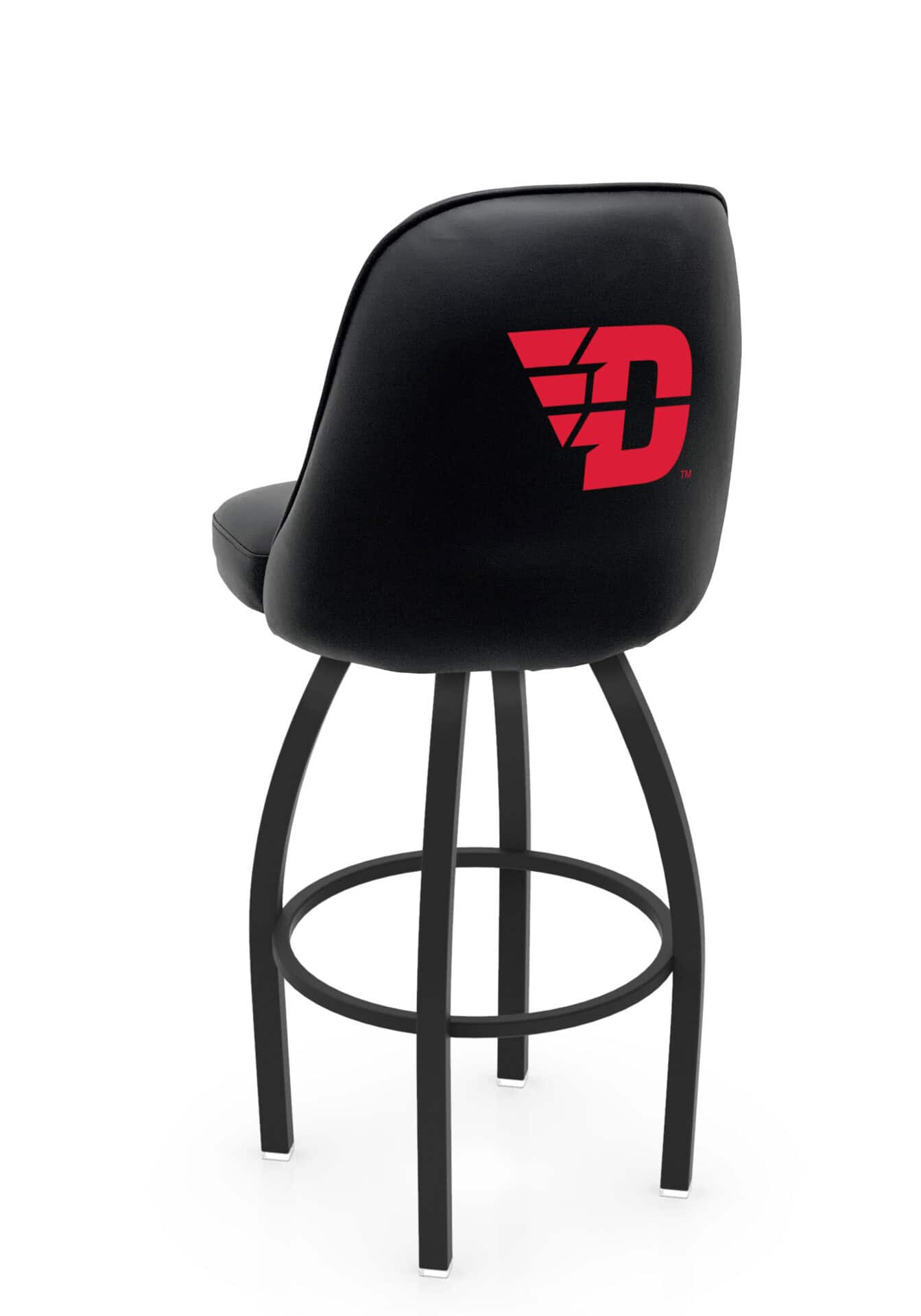 University of Dayton 36-Inch Swivel Extra Tall Bar Stool w/ Black Wrinkle Finish, Padded Back, 4-Inch Cushion Seat 1 University of Dayton 36-Inch Swivel Extra Tall Bar Stool w/ Black Wrinkle Finish, Padded Back, 4-Inch Cushion Seat