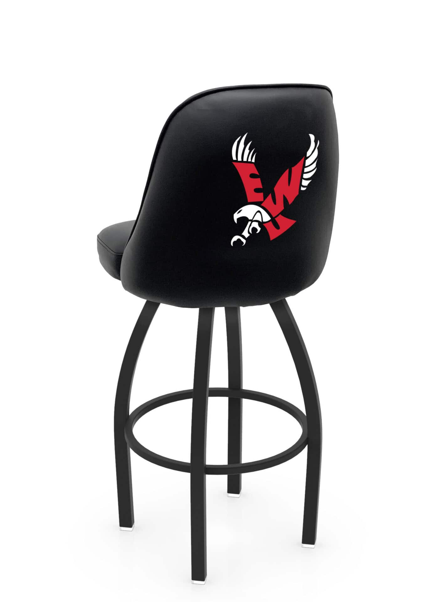 Eastern Washington University 36-Inch Swivel Extra Tall Bar Stool w/ Black Wrinkle Finish, Padded Back, 4-Inch Cushion Seat 1 Eastern Washington University 36-Inch Swivel Extra Tall Bar Stool w/ Black Wrinkle Finish, Padded Back, 4-Inch Cushion Seat