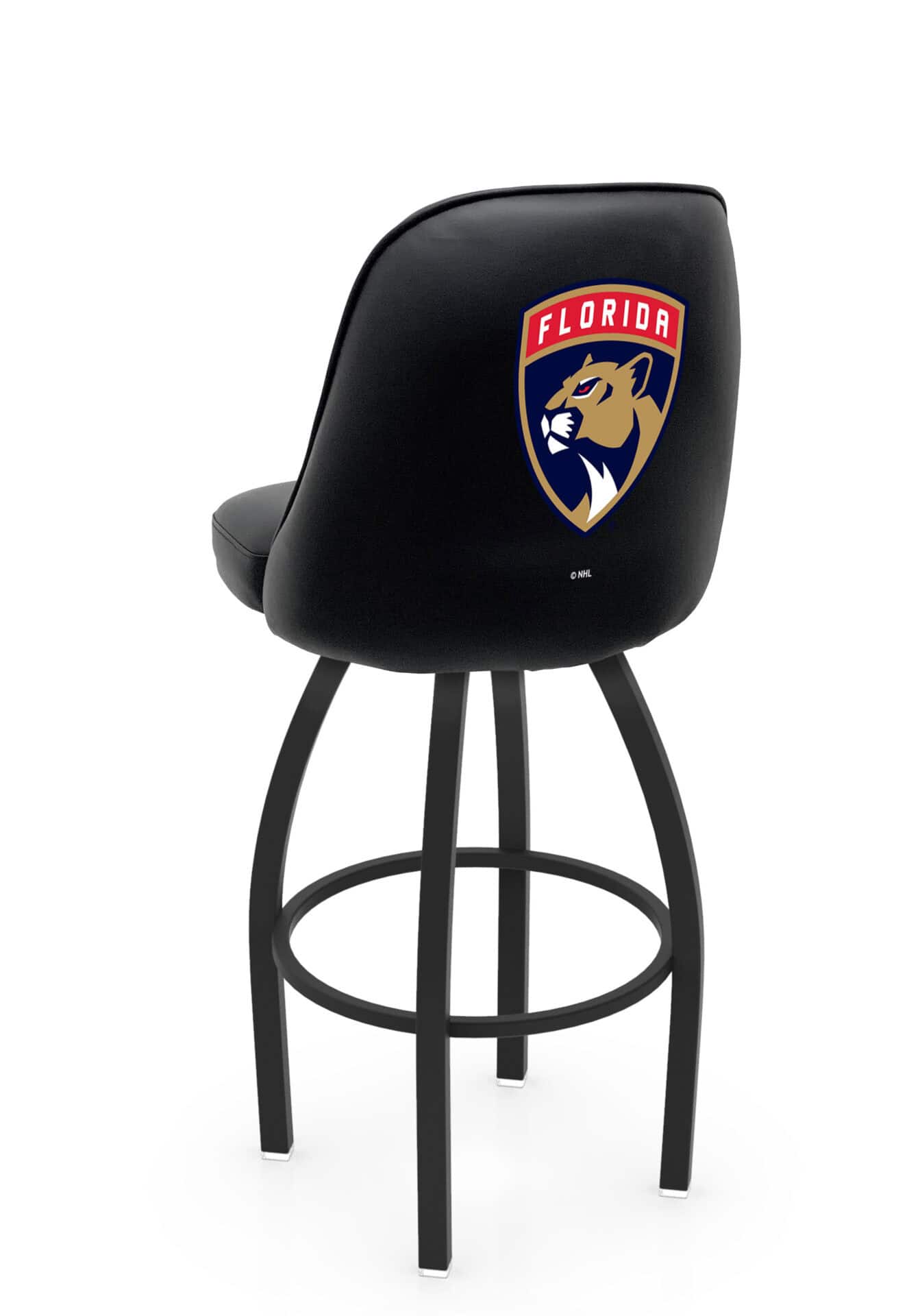 Florida Panthers 30-Inch Swivel Bar Stool w/ Black Wrinkle Finish, Padded Back, 4-Inch Cushion Seat 1 Florida Panthers 30-Inch Swivel Bar Stool w/ Black Wrinkle Finish, Padded Back, 4-Inch Cushion Seat