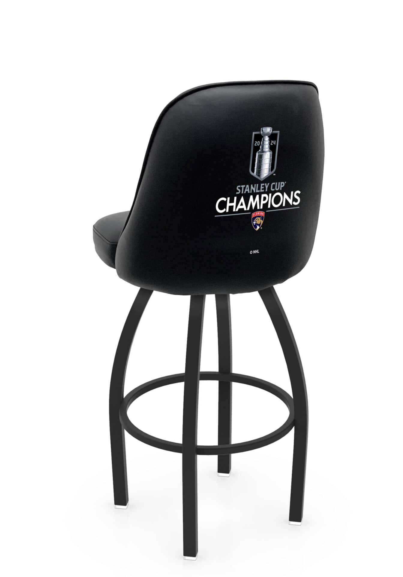 Florida Panthers - 2024 Stanley Cup 36-Inch Swivel Extra Tall Bar Stool w/ Black Wrinkle Finish, Padded Back, 4-Inch Cushion Seat 1 Florida Panthers - 2024 Stanley Cup 36-Inch Swivel Extra Tall Bar Stool w/ Black Wrinkle Finish, Padded Back, 4-Inch Cushion Seat