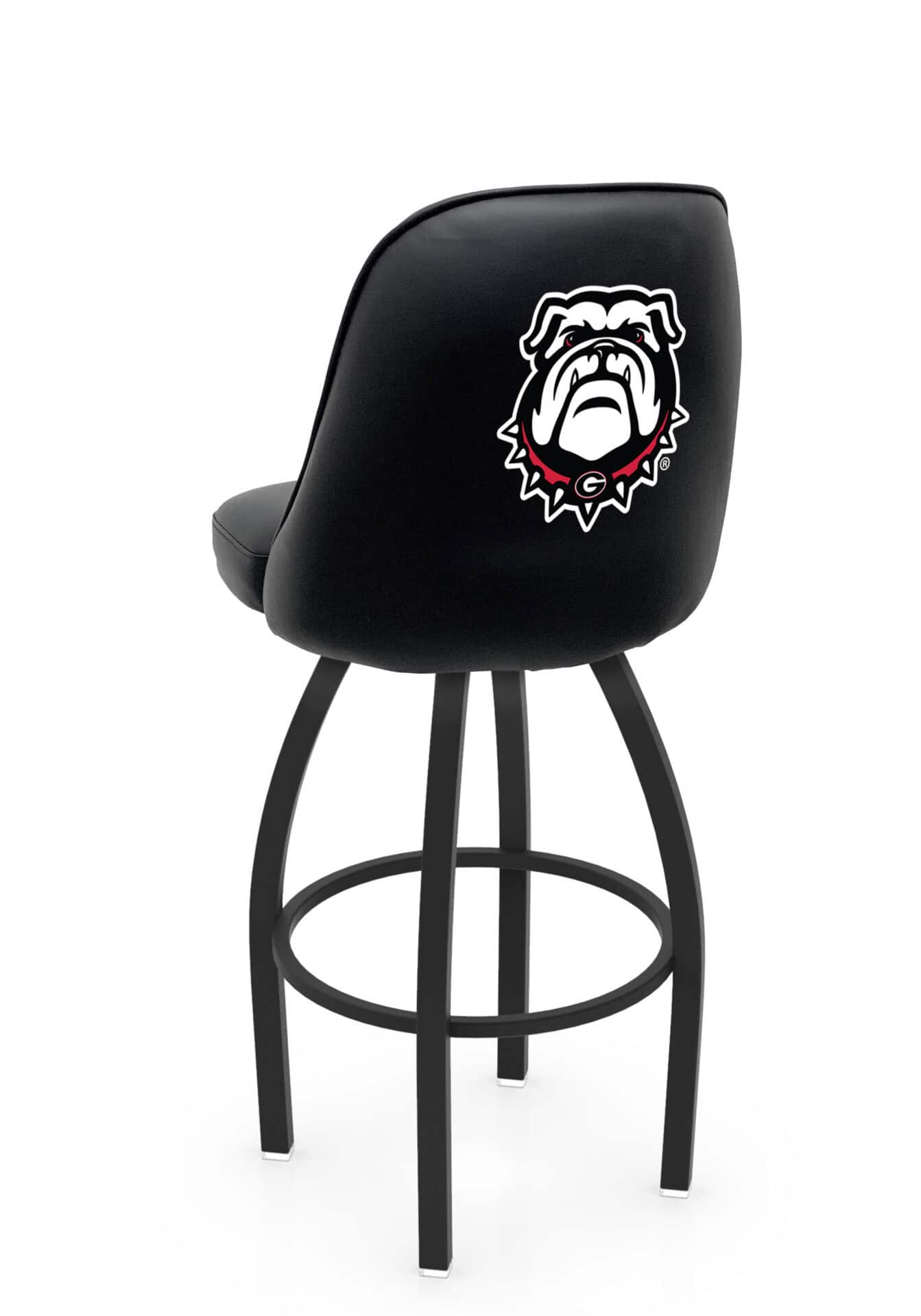University of Georgia 36-Inch Swivel Extra Tall Bar Stool w/ Black Wrinkle Finish, Padded Back, 4-Inch Cushion Seat (Bulldog Logo) 1 University of Georgia 36-Inch Swivel Extra Tall Bar Stool w/ Black Wrinkle Finish, Padded Back, 4-Inch Cushion Seat (Bulldog Logo)