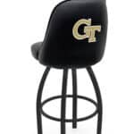 Georgia Tech 36-Inch Swivel Extra Tall Bar Stool w/ Black Wrinkle Finish, Padded Back, 4-Inch Cushion Seat