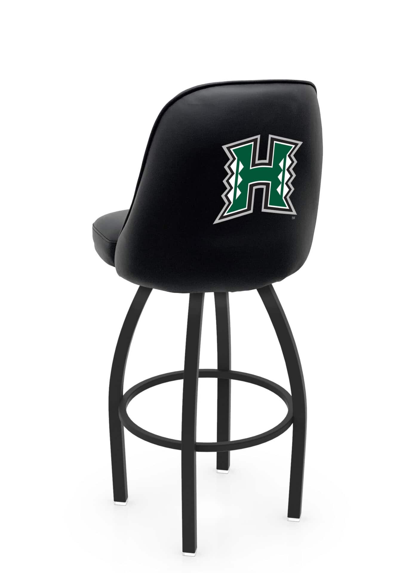 University of Hawaii 36-Inch Swivel Extra Tall Bar Stool w/ Black Wrinkle Finish, Padded Back, 4-Inch Cushion Seat 1 University of Hawaii 36-Inch Swivel Extra Tall Bar Stool w/ Black Wrinkle Finish, Padded Back, 4-Inch Cushion Seat