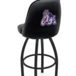 James Madison University 36-Inch Swivel Extra Tall Bar Stool w/ Black Wrinkle Finish, Padded Back, 4-Inch Cushion Seat