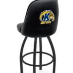 Kent State University 36-Inch Swivel Extra Tall Bar Stool w/ Black Wrinkle Finish, Padded Back, 4-Inch Cushion Seat