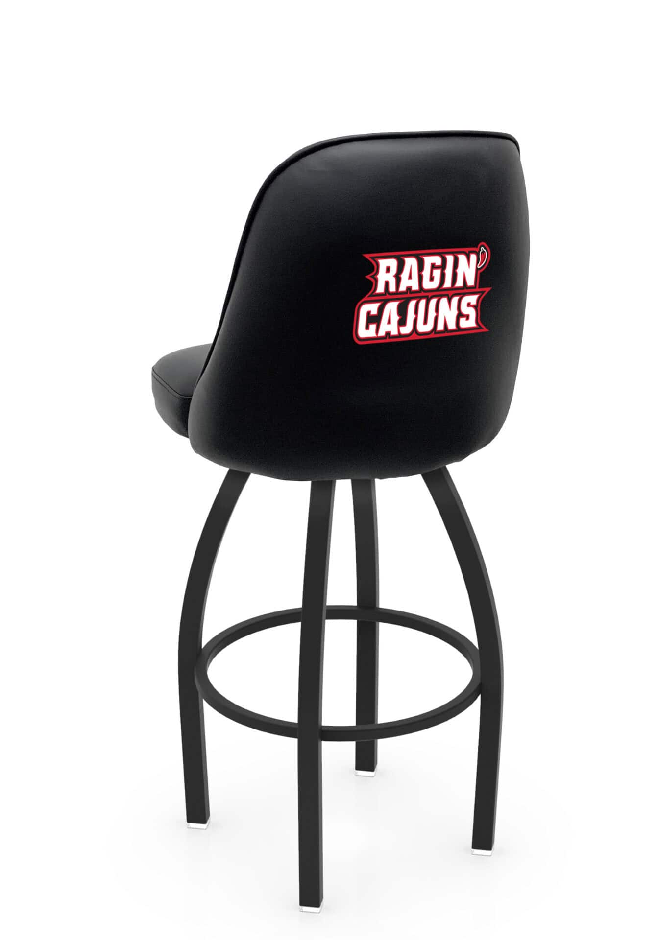 University of Louisiana at Lafayette 36-Inch Swivel Extra Tall Bar Stool w/ Black Wrinkle Finish, Padded Back, 4-Inch Cushion Seat 1 University of Louisiana at Lafayette 36-Inch Swivel Extra Tall Bar Stool w/ Black Wrinkle Finish, Padded Back, 4-Inch Cushion Seat