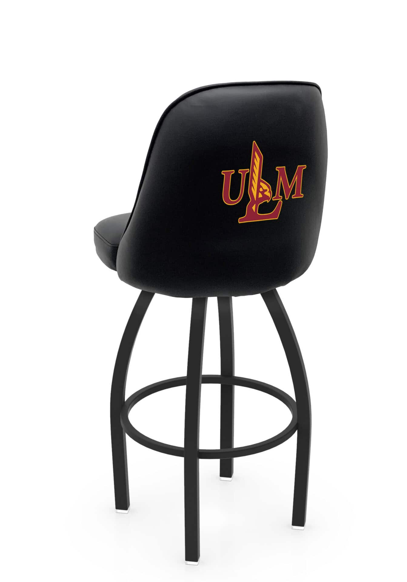 University of Louisiana at Monroe 36-Inch Swivel Extra Tall Bar Stool w/ Black Wrinkle Finish, Padded Back, 4-Inch Cushion Seat 1 University of Louisiana at Monroe 36-Inch Swivel Extra Tall Bar Stool w/ Black Wrinkle Finish, Padded Back, 4-Inch Cushion Seat