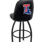 Louisiana Tech University 36-Inch Swivel Extra Tall Bar Stool w/ Black Wrinkle Finish, Padded Back, 4-Inch Cushion Seat