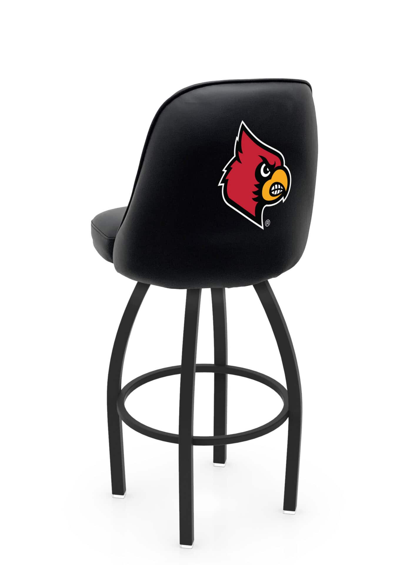 University of Louisville 36-Inch Swivel Extra Tall Bar Stool w/ Black Wrinkle Finish, Padded Back, 4-Inch Cushion Seat 1 University of Louisville 36-Inch Swivel Extra Tall Bar Stool w/ Black Wrinkle Finish, Padded Back, 4-Inch Cushion Seat