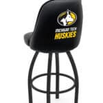 Michigan Tech University 36-Inch Swivel Extra Tall Bar Stool w/ Black Wrinkle Finish, Padded Back, 4-Inch Cushion Seat