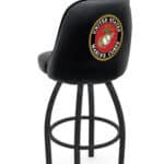 United States Marine Corps 36-Inch Swivel Extra Tall Bar Stool w/ Black Wrinkle Finish, Padded Back, 4-Inch Cushion Seat 3 United States Marine Corps 36-Inch Swivel Extra Tall Bar Stool w/ Black Wrinkle Finish, Padded Back, 4-Inch Cushion Seat