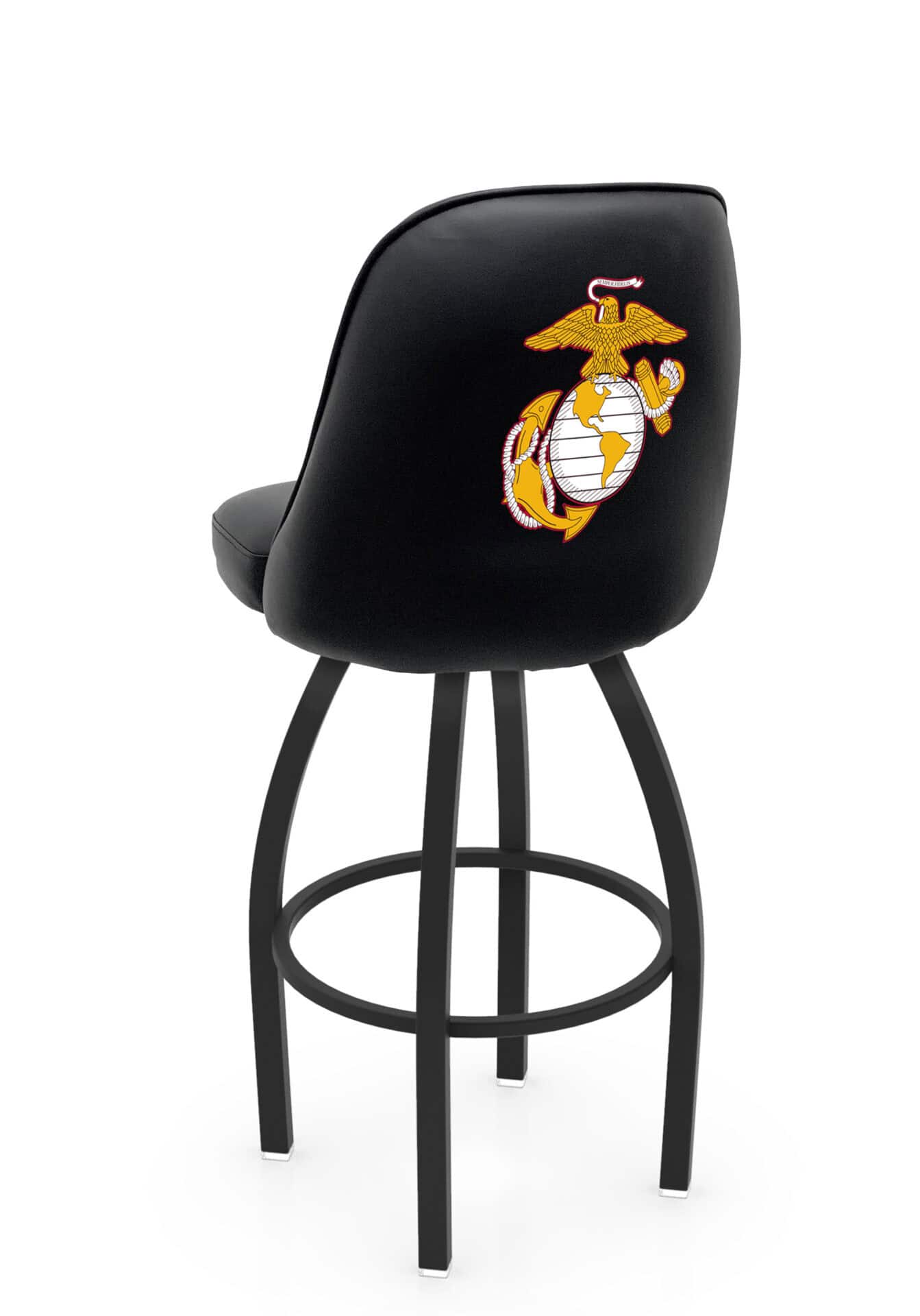 United States Marine Corps (Red/Yellow) 36-Inch Swivel Extra Tall Bar Stool w/ Black Wrinkle Finish, Padded Back, 4-Inch Cushion Seat 1 United States Marine Corps (Red/Yellow) 36-Inch Swivel Extra Tall Bar Stool w/ Black Wrinkle Finish, Padded Back, 4-Inch Cushion Seat