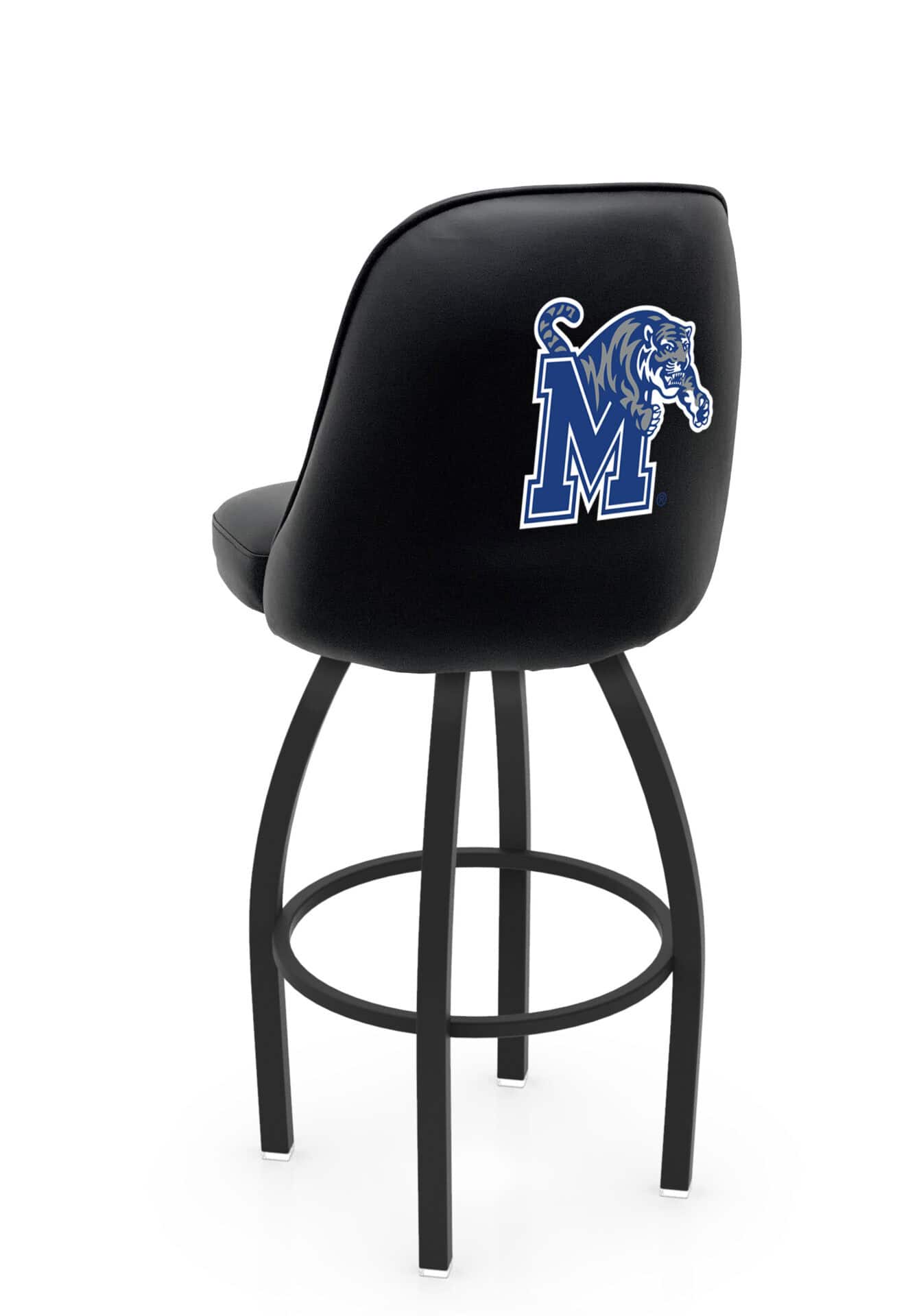 University of Memphis 36-Inch Swivel Extra Tall Bar Stool w/ Black Wrinkle Finish, Padded Back, 4-Inch Cushion Seat 1 University of Memphis 36-Inch Swivel Extra Tall Bar Stool w/ Black Wrinkle Finish, Padded Back, 4-Inch Cushion Seat
