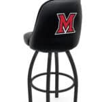 Miami University (OH) 36-Inch Swivel Extra Tall Bar Stool w/ Black Wrinkle Finish, Padded Back, 4-Inch Cushion Seat