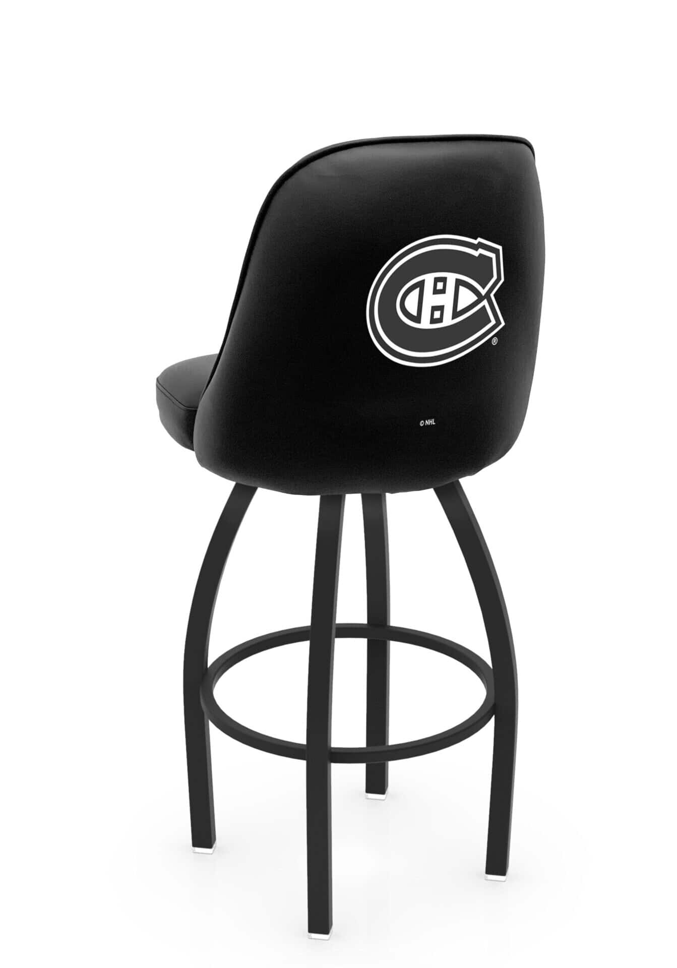 Montreal Canadiens 36-Inch Swivel Extra Tall Bar Stool w/ Black Wrinkle Finish, Padded Back, 4-Inch Cushion Seat 1 Montreal Canadiens 36-Inch Swivel Extra Tall Bar Stool w/ Black Wrinkle Finish, Padded Back, 4-Inch Cushion Seat