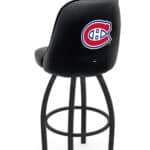Montreal Canadiens 36-Inch Swivel Extra Tall Bar Stool w/ Black Wrinkle Finish, Padded Back, 4-Inch Cushion Seat 3 Montreal Canadiens 36-Inch Swivel Extra Tall Bar Stool w/ Black Wrinkle Finish, Padded Back, 4-Inch Cushion Seat